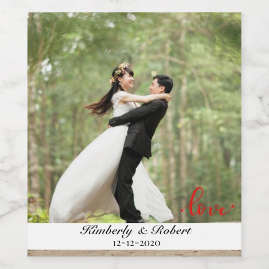 Aangepaste Liefdesfoto Bruiloft Wijn Etiket (Enkel label)