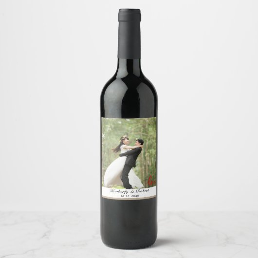 Aangepaste Liefdesfoto Bruiloft Wijn Etiket (Voorkant)