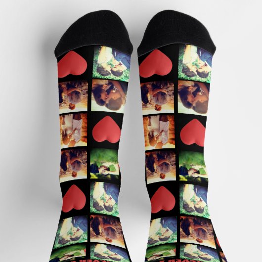 Aangepaste liefdesfotocollage aangepaste tekst sokken (Top)