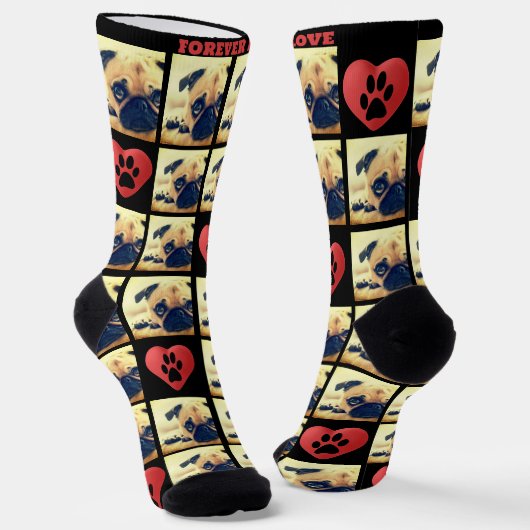 Aangepaste liefdesfotocollage liefde voor mijn hui sokken (Gebogen)