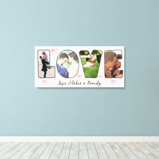 Aangepaste liefdesfoto's en tekst canvas afdruk (Insitu (Houten vloer))