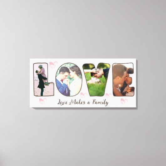 Aangepaste liefdesfoto's en tekst canvas afdruk (Voorkant)