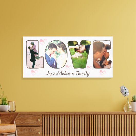 Aangepaste liefdesfoto's en tekst canvas afdruk (Insitu (Woonkamer))