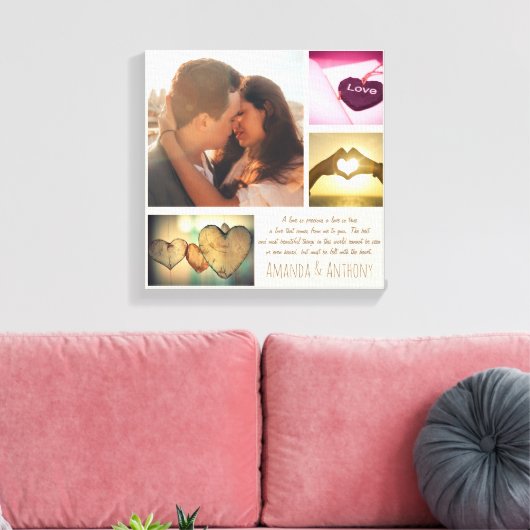 Aangepaste liefdesgedicht en fotocollage canvas afdruk (Insitu (Woonkamer))