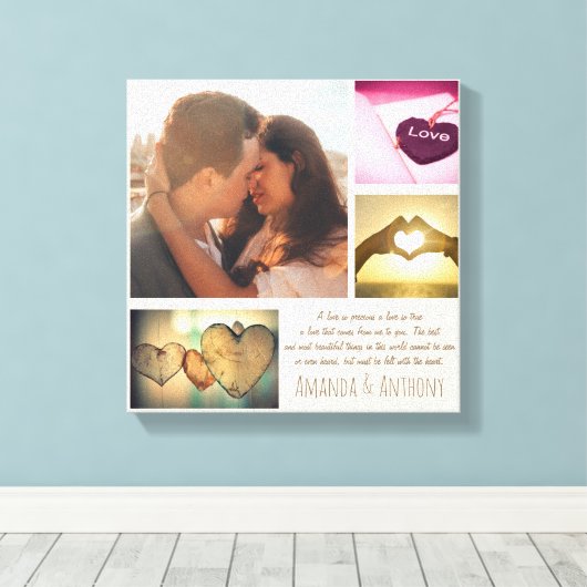 Aangepaste liefdesgedicht en fotocollage canvas afdruk (Insitu (Houten vloer))