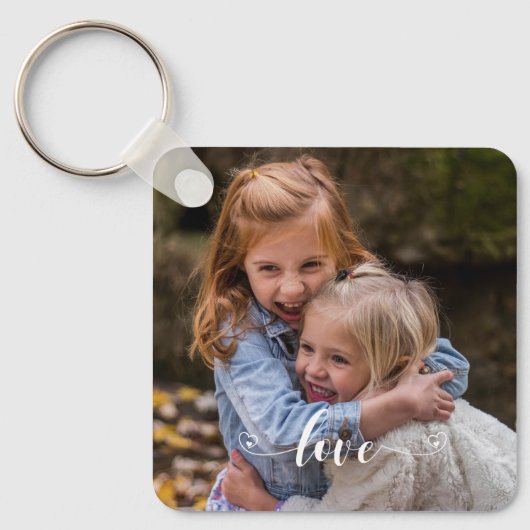 Aangepaste liefdeshandgeschreven foto Aangepast op Sleutelhanger (Voorkant)