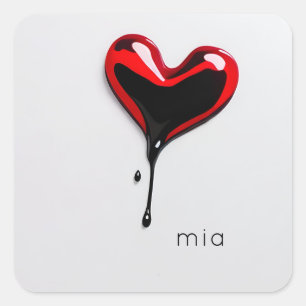 aangepaste liefdeshart monogram naam modern minima vierkante sticker