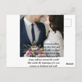 Aangepaste liefdeshart trouwfoto briefkaart (Achterkant)