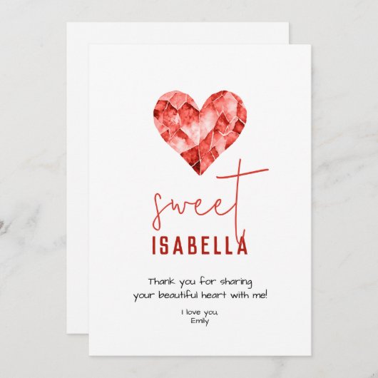 Aangepaste lieve vriend liefdeskaart met rood hart feestdagenkaart (Voorkant / Achterkant)