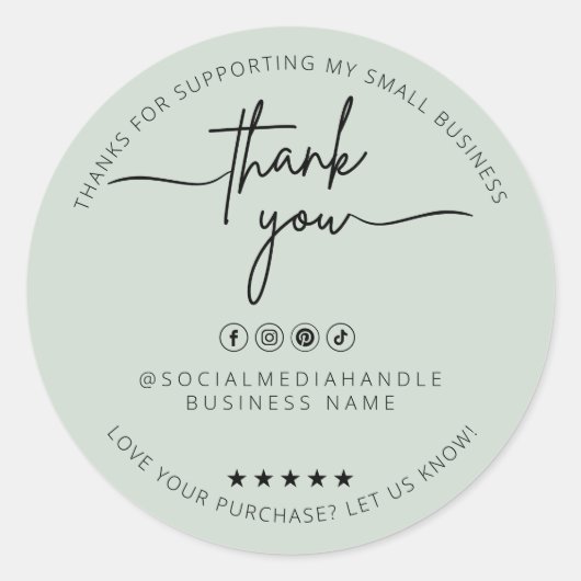 Aangepaste Light Mint Sticker Bedankt Label (Voorkant)