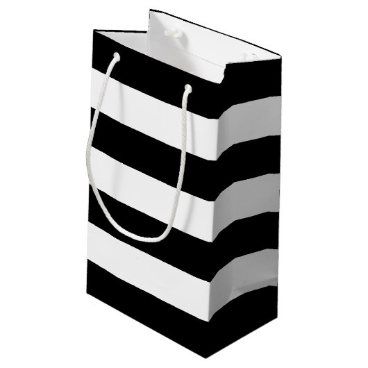 Aangepaste lijn Elegant Black en white strepen Klein Cadeauzakje (Achterkant Gekanteld)