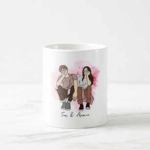 Aangepaste lijn Tekening Valentijnsdag cadeau voor Koffiemok