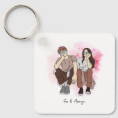 Aangepaste lijn Tekening Valentijnsdag cadeau voor Sleutelhanger (Voorkant)