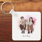 Aangepaste lijn Tekening Valentijnsdag cadeau voor Sleutelhanger (Voorkant)