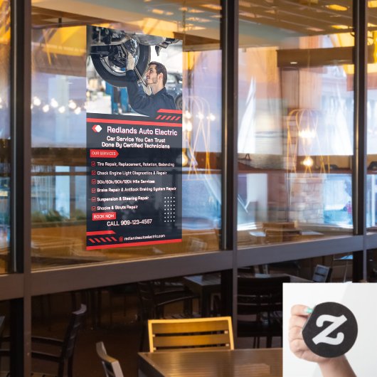Aangepaste lijst met autoreparatiewerkplaatsservic raamsticker (Restaurant Raam)