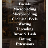 Aangepaste lijst met bedrijfsdiensten Basis Salon  Raamsticker