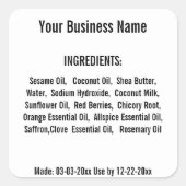 Aangepaste lijst met ingrediënten handgemaakte zee vierkante sticker (Voorkant)