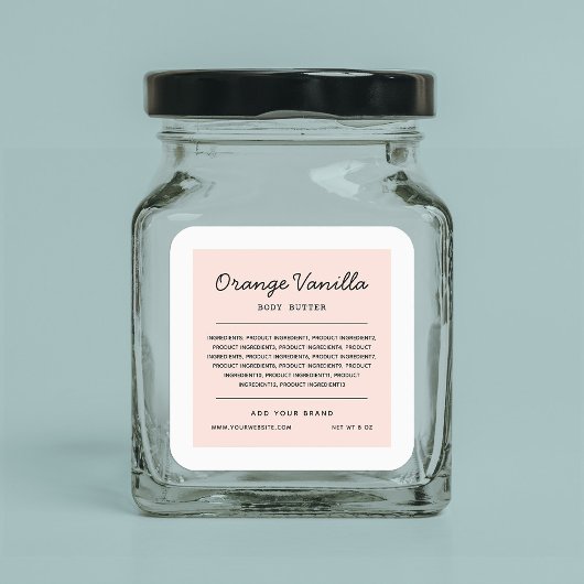 Aangepaste lijst met ingrediënten voor het script  vierkante sticker