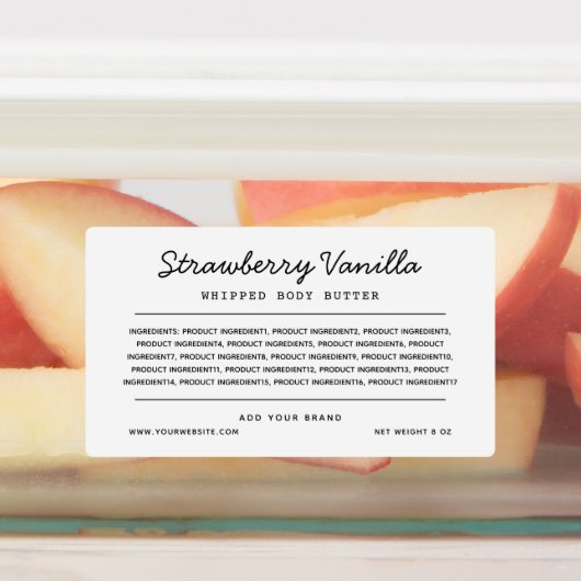 Aangepaste lijst met ingrediënten voor kleurenscri labels (Aangebracht)