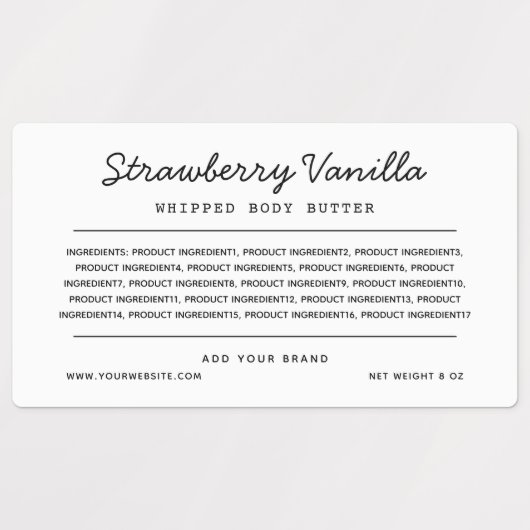 Aangepaste lijst met ingrediënten voor kleurenscri labels (Design 1)