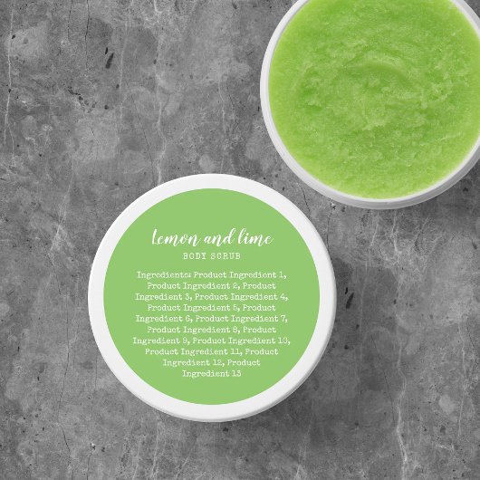 Aangepaste lijst met ingrediënten voor kleurenscri ronde sticker