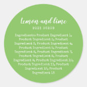 Aangepaste lijst met ingrediënten voor kleurenscri ronde sticker (Voorkant)