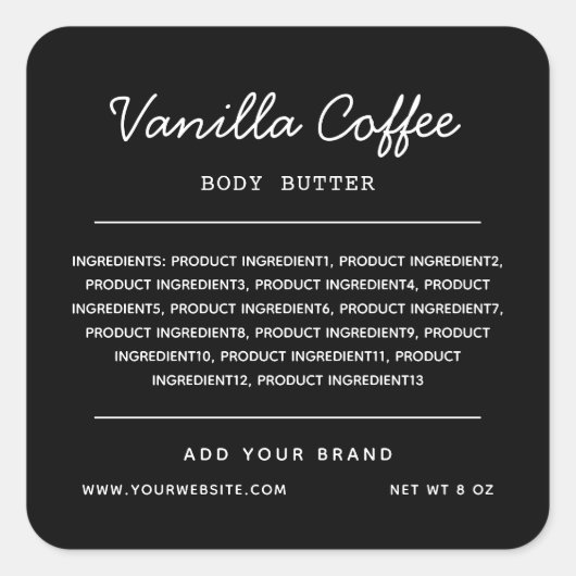 Aangepaste lijst met ingrediënten voor kleurenscri vierkante sticker (Voorkant)