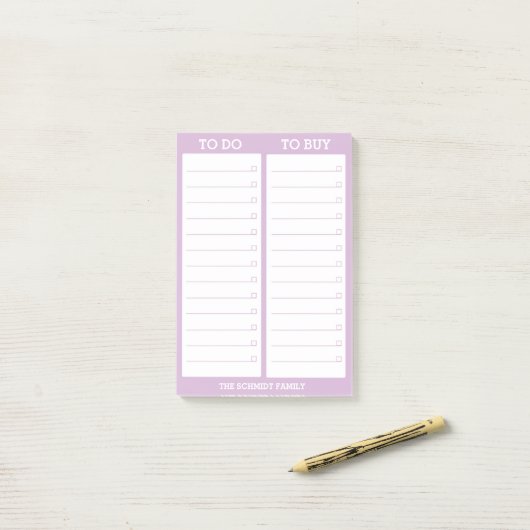 Aangepaste lijst - Te doen, te kopen - Lavender Post-it® Notes (Op bureau)