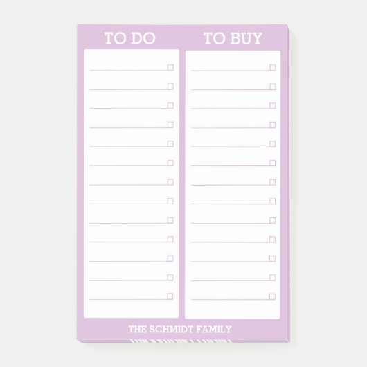 Aangepaste lijst - Te doen, te kopen - Lavender Post-it® Notes (Voorkant)