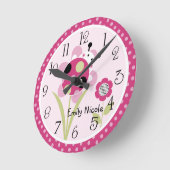 Aangepaste lil Little Ladybug Nursery Clock Ronde Klok (Hoek)