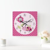 Aangepaste lil Little Ladybug Nursery Clock Vierkante Klok (Huis)