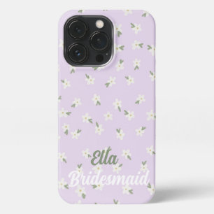 Aangepaste lila bloementelefoonhoesje iPhone 13 pro hoesje