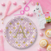 Aangepaste Lila en Gold Mermaid Scales Papieren Bordje (Feest)