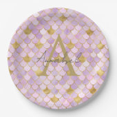 Aangepaste Lila en Gold Mermaid Scales Papieren Bordje (Voorkant)