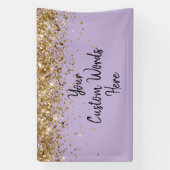 Aangepaste lila paarse gouden verjaardagsfeestje f spandoek (Verticaal)