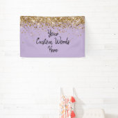 Aangepaste lila paarse gouden verjaardagsfeestje f spandoek (Insitu)