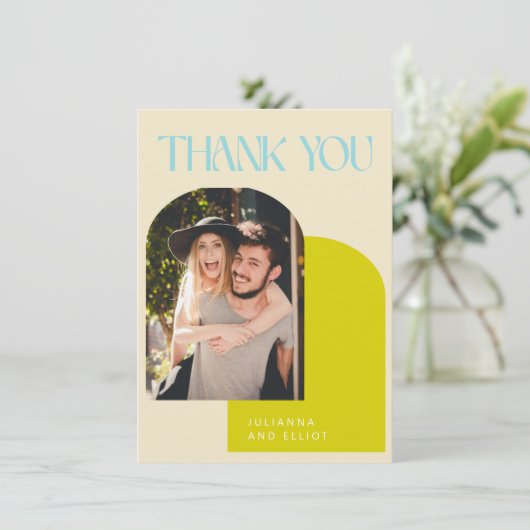 Aangepaste Limoen Chartreuse Couponfoto Bedankkaart (Staand voorkant)