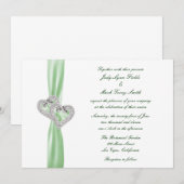 Aangepaste Limoen harten bruiloft uitnodiging (Voorkant / Achterkant)