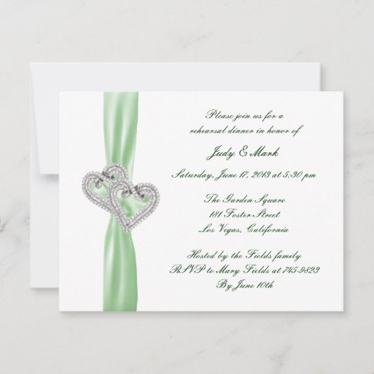 Aangepaste Limoen Hearts repetitie diner uitnodigi Kaart (Voorkant)