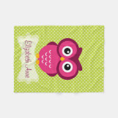 Aangepaste Limoen Polka Dot Pink Owl Fleece Deken (Voorkant (Horizontaal))