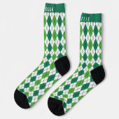 Aangepaste Limoen White Forest Green Argyle Patroo Sokken (Links)