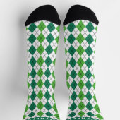 Aangepaste Limoen White Forest Green Argyle Patroo Sokken (Top)