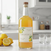 Aangepaste Limoncello Label met Waterverf Citroene