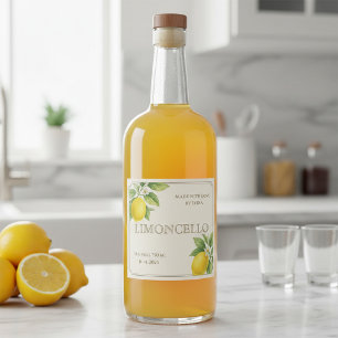 Aangepaste Limoncello Label met Waterverf Citroene Likeurfles Etiket