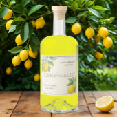 Aangepaste Limoncello Label met Waterverf Citroene Likeurfles Etiket