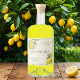 Aangepaste Limoncello Label met Waterverf Citroene Likeurfles Etiket