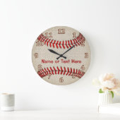 Aangepaste Linen look Baseball Clocks JOUW TEKST Grote Klok (Huis)