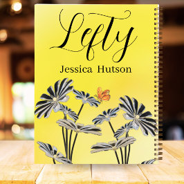 Aangepaste Linkshandige Gele Bloemen Naam Gift Gir Notitieboek