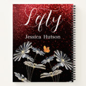 Aangepaste Linkshandige Glitter Bloemen Naam Gift  Notitieboek (Achterkant)