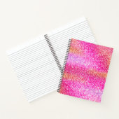 Aangepaste Linkshandige Roze Glitter Sparkle Naam  Notitieboek (Binnen)